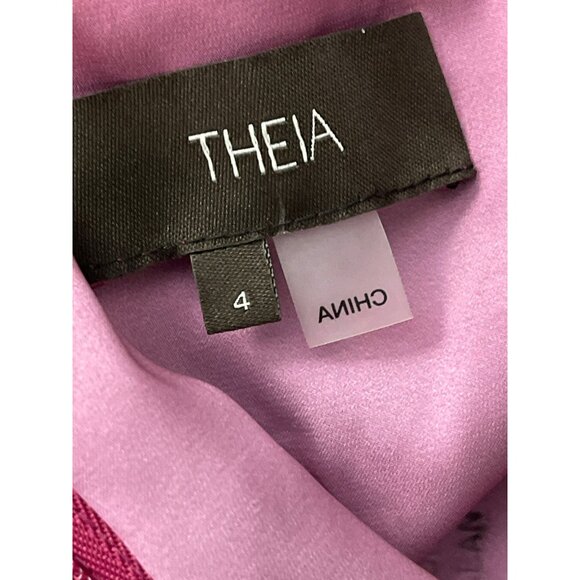 Theia Sz 4 Pearl Embellished One-Shoulder Fuchsia Beaded Dress NWT - Picture 9 of 9